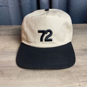 Black and Cream Adjustable Baseball Cap with 72, PAR hat